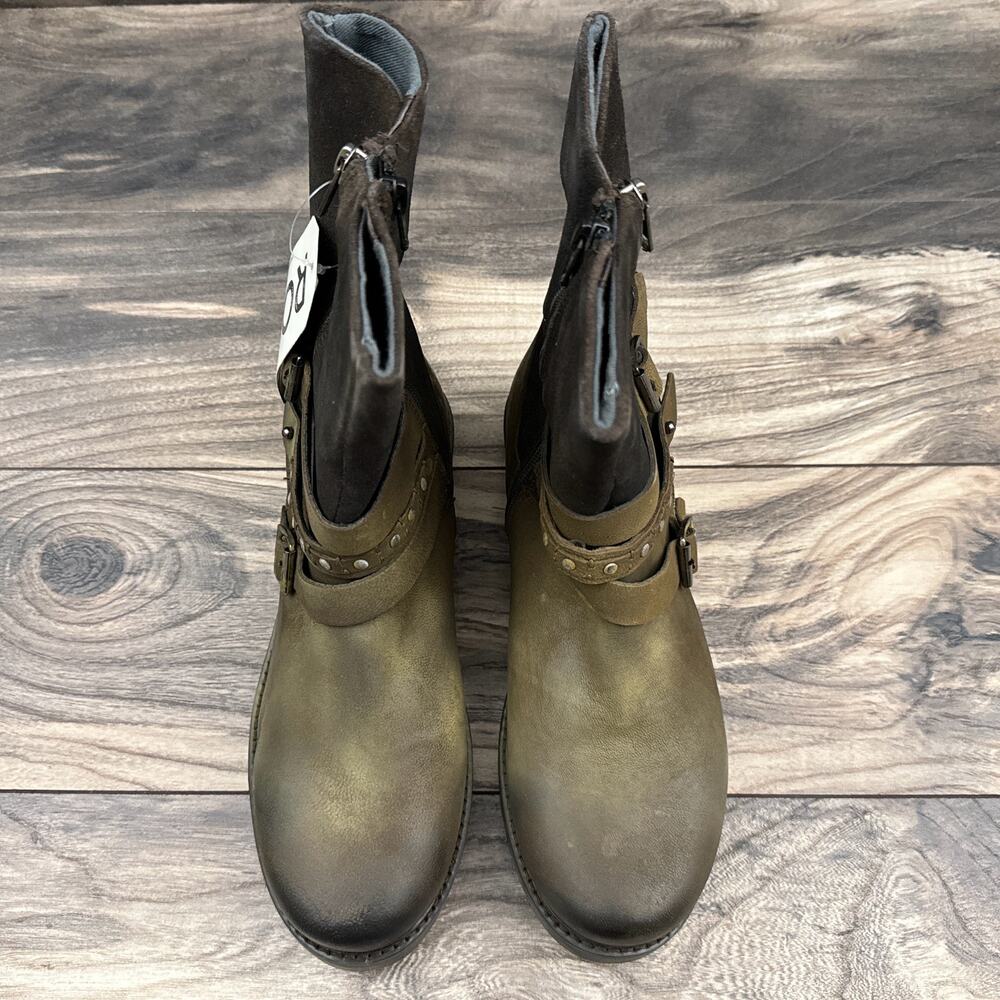 ❌SOLD❌NIB Roan by Bed Stu 8.5 Anabella Brown Washed Suede Leather Biker Boots - Picture 6 of 11